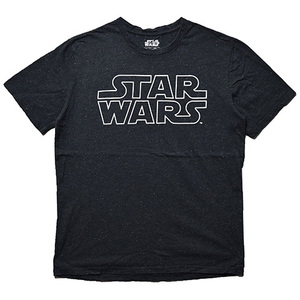 【Lサイズ】 映画 スターウォーズ ロゴプリント Tシャツ メンズL STAR WARS ブラック/ネップ アメカジ 古着 BA3641