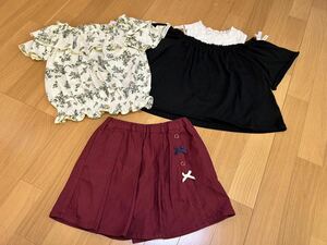 女の子　130センチ 3点セット 半袖Tシャツ　カットソー　ショートパンツ　子供服　女子