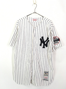 古着 USA製 Mitchell&Ness MLB NY Yankees 50周年記念 永久欠番 No15 ストライプ ベースボール シャツ 48 古着