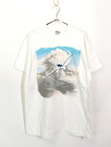 「Deadstock」 古着 90s 飛行機 グライダー 入道雲 100%コットン Tシャツ XL_画像3