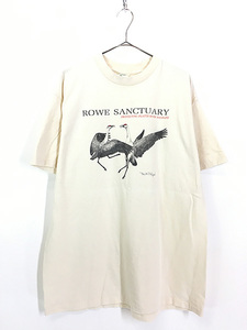 古着 90s USA製 Paul A Johnsgard 鶴 ツル アニマル アート Tシャツ XL 古着