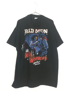古着 90s USA製 「BAD MEN AND WILD WOMEN」 カウボーイ アート 100%コットン Tシャツ XL