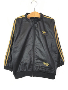  Kids old clothes 00s adidas [CHILE62] lustre jersey top to Lux -tsu black × Gold 6-7 -years old rank old clothes 