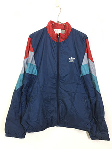 古着 90s adidas 裏地 天竺 カラフル クレイジー ナイロン ジャケット XL 古着