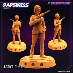 Papsikels pap-2201c05 AGENT_R1_CH_31 3D print miniature D&D TRPG Star gray b Cyber punk 