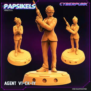 Papsikels pap-2201c07 AGENT_V1_CK_1Y 3D print miniature D&D TRPG Star gray b Cyber punk 