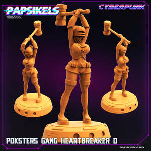 Papsikels pap-2201c11 POKSTER_GANG_HEART_BREAKER_D 3D print miniature D&D TRPG Star gray b Cyber punk 