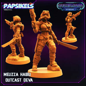 Papsikels MELIZZA HABIU OUTCAST DEVA 3Dプリント D＆D メタルミニチュア メタルフィギュア TRPG スターグレイブ サイバーパンク