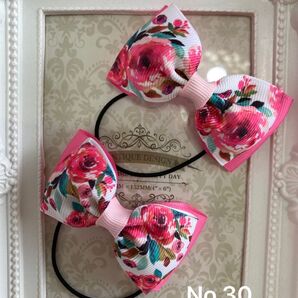 ヘアゴム No.30 ハンドメイド リボン キッズ 花柄