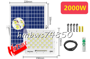 新品 街灯ソーラーライト屋外用 LED投光器 太陽光発電 防水 高輝度 バッテリー残量表示 防犯ライト庭用 ガーデンライト駐車場 照明2000W