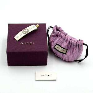 【定価5.7万】グッチ　GUCCI　レディース　ヘアピン　ヘアクリップ　バレッタ クリスタル　インターロッキングG　ヘアクリップ