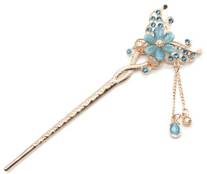  super-discount popular stylish lovely . ornamental hairpin hair ornament Japanese clothes 1 psc pink gold crystal butterfly . flower flower hair accessory blue blue summer 