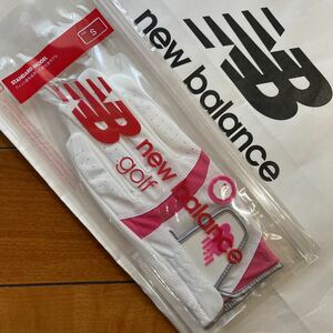 送料無料new balanceニューバランスゴルフROUND合成皮革グローブ(左手用)滑止めグリップ強力耐久性パンチング通気性Whitepink(お買得S)新品