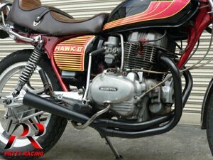 プリティー HONDA CB250TCB400T ホーク2用 極 サイドクロス管 【メガホン】 マフラー 黒