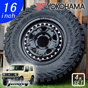 スズキ ジムニー 16インチ タイヤホイール 4本セット JA JB ヨコハマ ジオランダー YOKOHAMA GEOLANDAR M/T MT G003 225/75R16 Black Mamba