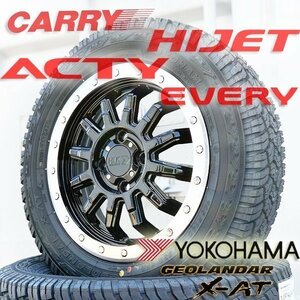 軽トラ 軽バン 新品 14インチ タイヤホイール 4本セット 14×4.5J+43 PCD 100 4穴 リフトアップ ヨコハマ ジオランダー X-AT 145R14