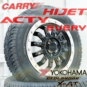 軽トラ 軽バン 新品 14インチ タイヤホイール 4本セット 14×4.5J+43 PCD 100 4穴 リフトアップ ヨコハマ ジオランダー X-AT 145R14