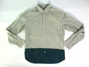 ☆レイジブルー【RAGEBLUE】バイカラー コットン長袖シャツ M グレー 深緑系 ツートンカラー 綿シャツ