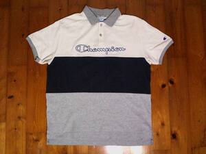 * Champion [Champion] polo-shirt with short sleeves half button shirt deer. .M white dark blue gray 