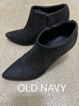 オールドネイビー　OLD NAVYショートブーツ　ブーティー　ブーツ　フェイクスエード　黒　6 23cm_画像1