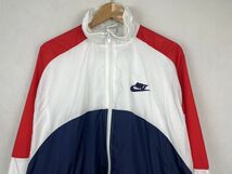 グッドカラーUSA製アメリカ製90sビンテージNikeナイキフルジップナイロントラックジャケットM白紺赤ホワイトネイビーレッド銀タグnr23169_画像3