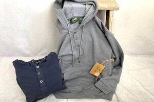 デッドストック!!90s～StillwaterSupplyCo.スティルウォーターヘンリーネックスウェットパーカグッドスタイルLグレーアメカジnr2309