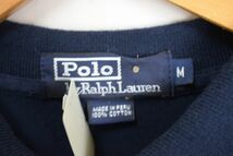 グッドカラー90SビンテージPOLOポロRALPH LAURENラルフローレン長袖ボーダーポロシャツM小豆紺白ストライプオールコットンアメカジnr23138_画像5