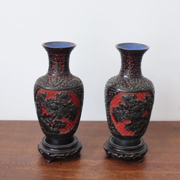 豪華 黒堆朱 総柘植材 極上品 木彫仏教 菓子器 中国 鎌倉彫 七宝