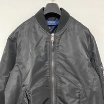 美品 国内正規品 ポロ ラルフローレン MA-1 ボンバー ジャケット M ブラック black 黒 polo Ralph Lauren フライト ナイロン jacket_画像2