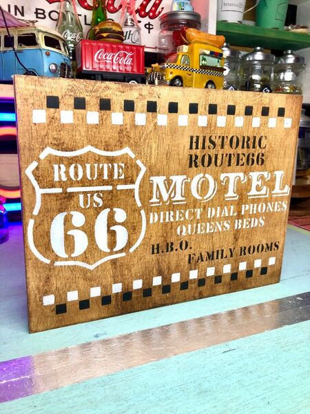 ●木工雑貨インテリア　U.S ROUTE66インテリアサインボード Jー39●