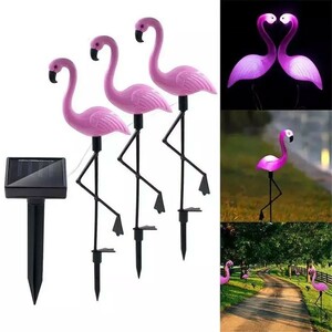 [3ps.@/1Set] flamingo solar LED lamp outdoors waterproof garden light equipment ornament 