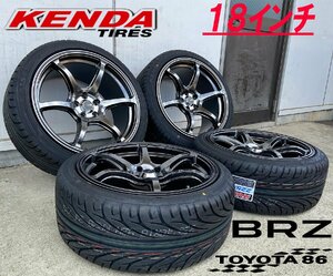 KENDA KR20 F 225/40R18 R 235/40R18 走り屋 86 BRZ 18インチ タイヤホイールセット Acht-6 アハト6