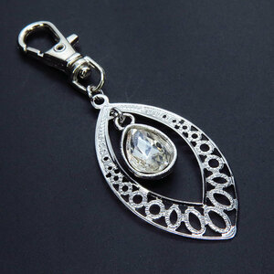 ...ala Beth k style. Teardrop (...) key holder glass silver color bag charm metal fittings modification possible 