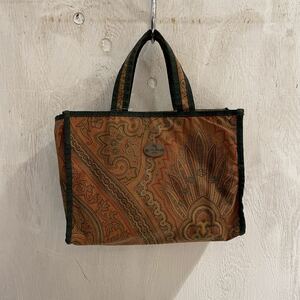 ETRO/tote bag/orange/green/エトロ/ハンドバッグ/橙色/緑色