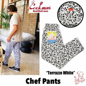 送料0 【COOKMAN】クックマン Chef Pants シェフパンツ Terrazzo White 231-31806 -XL 男女兼用 大理石 タイル柄 イージーパンツ LA