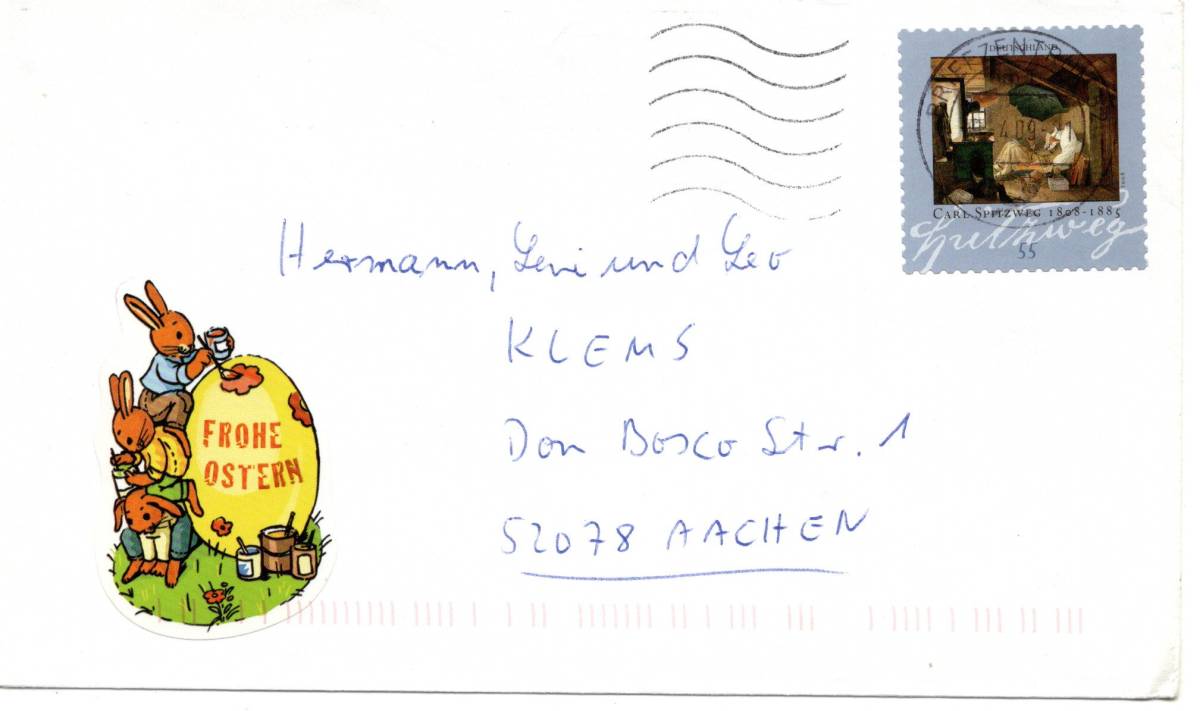 Code postal [TCE] 65276 - Allemagne, 2009, peinture, lettre, antique, collection, timbre, Carte postale, L'Europe 