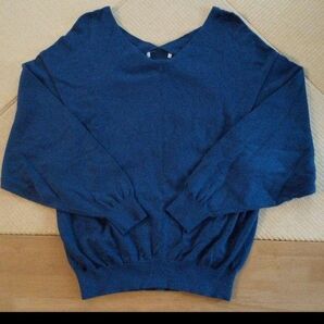 ネイビー 薄手ニット 長袖 レディース
