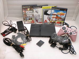 2304113 PS2本体薄型(70000)グランドセフトオート 龍が如く プロ野球 現状品