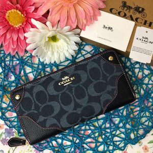 COACH 長財布 デニム シグネチャー