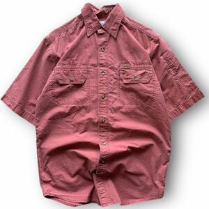 230309UUA1● Carrhartt WORK SHIRTS カーハート ワークシャツ 半袖シャツ(S) 半袖 ビンテージ vintage カーハートシャツ ボタンスナップ