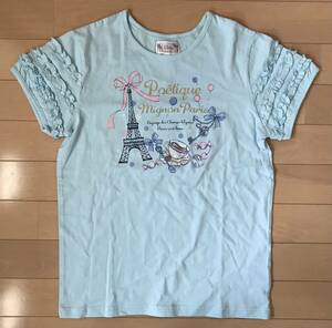 新品 未使用 マザウェイズ 肩フリルリボン付 半袖Ｔシャツ カラー：ブルー サイズ：１５０㎝