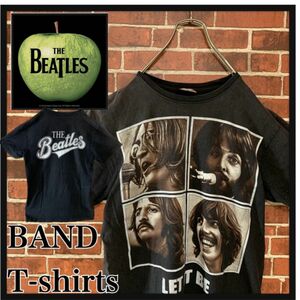 【HOT ROCK】THE BEATLES ビートルズ　let it be グラフィック　両面プリント　バンドTシャツ　M 古着