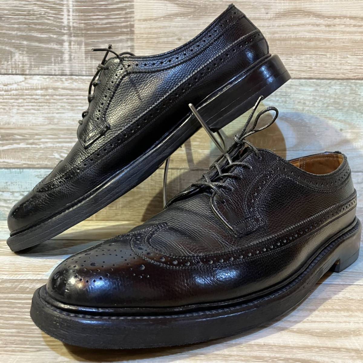 Vintage70's革靴フローシャイムインペリアル黒10DUSA製 グレイ系 靴 
