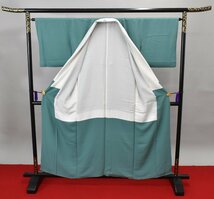 【桜庭呉服店】 色無地 パーティー 花緑青色 作家 披露宴 お茶会 身丈150cm 裄丈64cm ★着物 ia-505_画像10