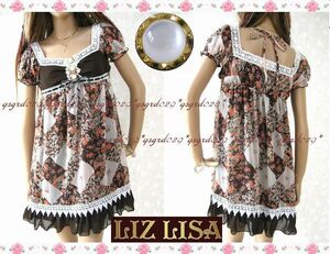 23◆SALE◆新品・未使用◆LIZLISAリズリサ パッチワーク風 花柄 シフォンワンピース