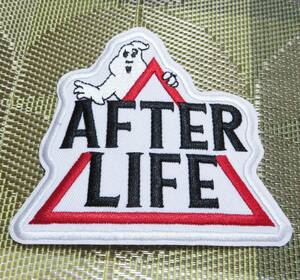  白黒赤三角◆新品■AFTER LIFE　アフターライフ『ゴーストバスターズ』Ghostbustersアメリカ　刺繍ワッペン（パッチ）◆映画　ムービーDIY