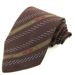  Gucci stripe pattern belt high class silk Italy brand necktie men's Brown superior article GUCCI