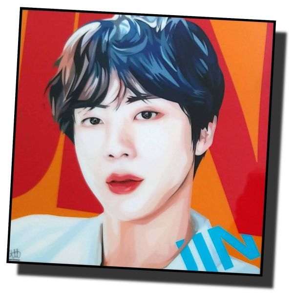 BTS Jin JIN Bangtan Boys Overseas Charisma Art Panel de madera colgante de pared Pop Art pintura cartel Interior ola coreana, impresos, póster, músico