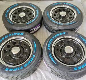 新品 デイトナ 16-6.5J＋38 6-139.7 クロームリム タイヤ付4本SET 215/65R16 トーヨーH30 ハイエース200系 (W2167-2)