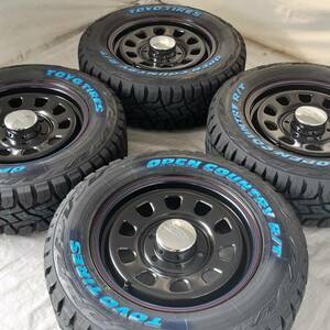 新品 デイトナ 16-7.0J＋19 6-139.7 ブラック タイヤ付4本SET 215/65R16 トーヨーOPENCOUNTRY R/T ホワイトレター (W0027-0)